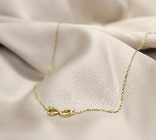 14k Yellow Gold Minimalist Infinity and Beyond Necklace