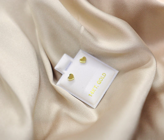 14k Yellow Gold Minimalist Heart Earrings